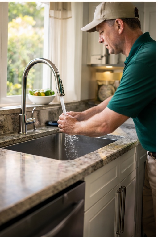 Running water in sink during property check